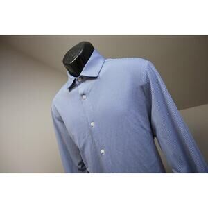 Mizzen+Main Leeward Dress Shirt Standard Stretch Plaid Long Sleeve Mens Medium